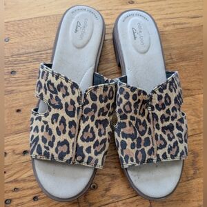 Collection By Clarks Leopard Print Slide Sandals
